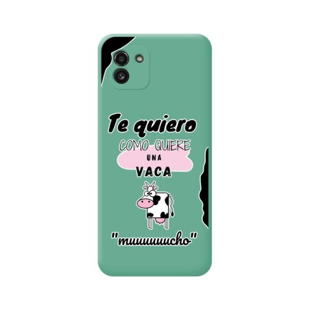 Funda Silicona Líquida Verde para Samsung Galaxy A03 diseño Vaca Dibujos