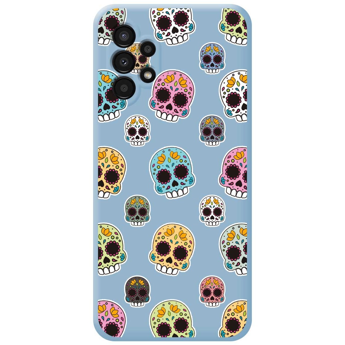 Funda Silicona Líquida Azul para Samsung Galaxy A13 4G diseño Catrina Dibujos