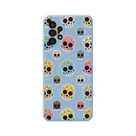 Funda Silicona Líquida Azul para Samsung Galaxy A13 4G diseño Catrina Dibujos