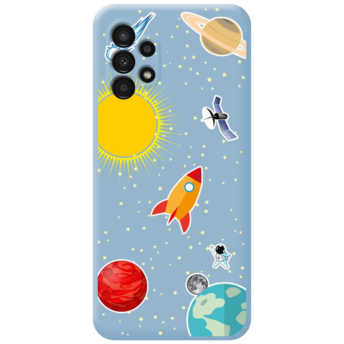 Funda Silicona Líquida Azul para Samsung Galaxy A13 4G diseño Espacio Dibujos