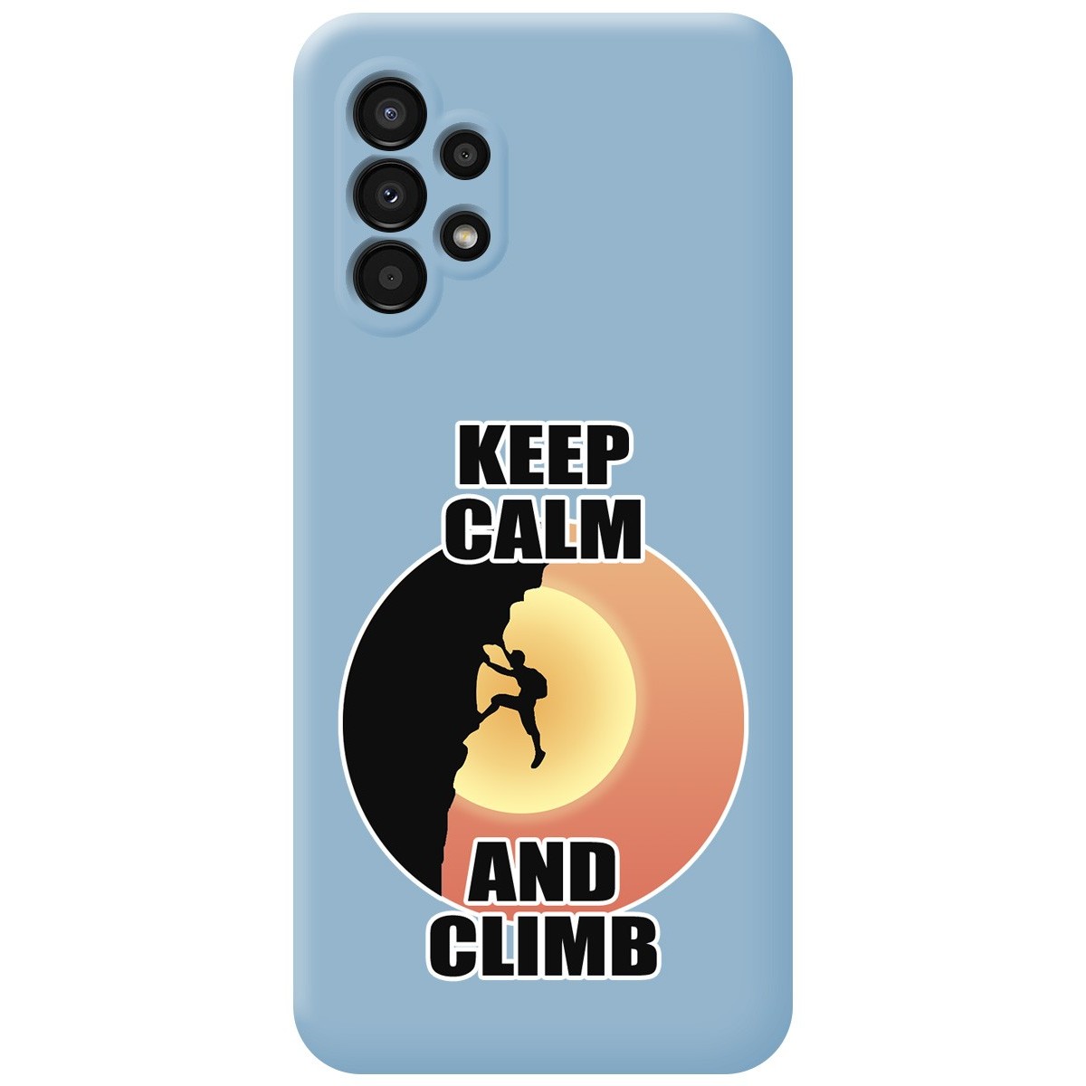 Funda Silicona Líquida Azul para Samsung Galaxy A13 4G diseño Hombre Escalada Dibujos