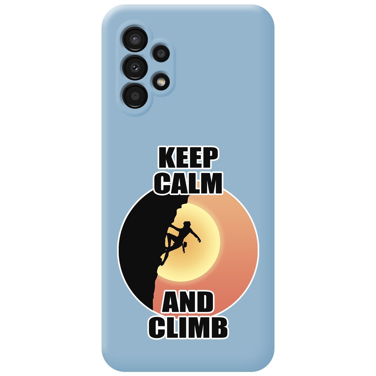 Funda Silicona Líquida Azul para Samsung Galaxy A13 4G diseño Mujer Escalada Dibujos