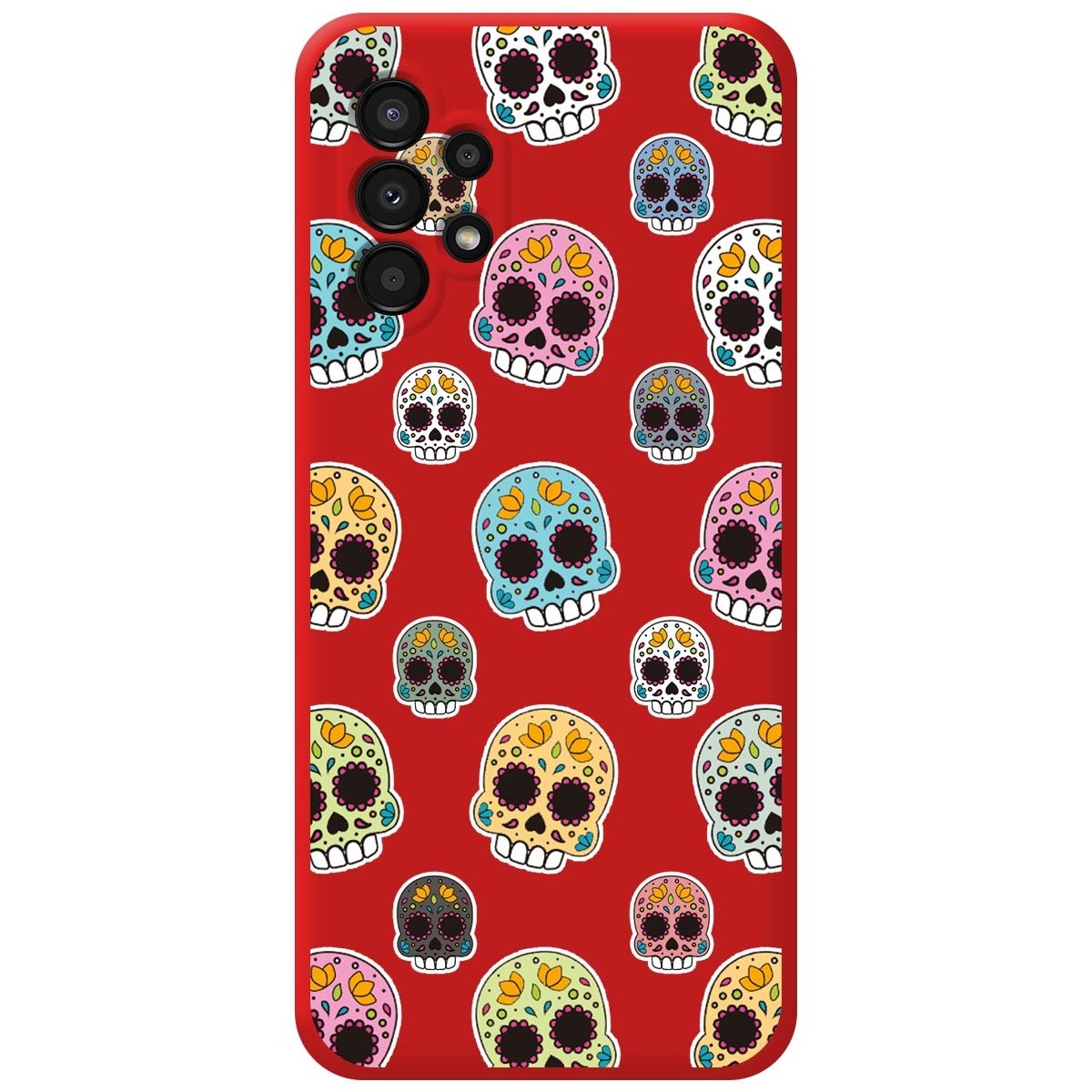 Funda Silicona Líquida Roja para Samsung Galaxy A13 4G diseño Catrina Dibujos