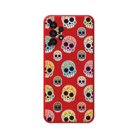 Funda Silicona Líquida Roja para Samsung Galaxy A13 4G diseño Catrina Dibujos
