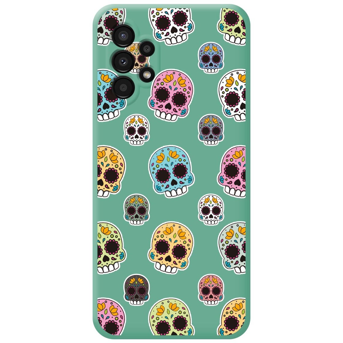 Funda Silicona Líquida Verde para Samsung Galaxy A13 4G diseño Catrina Dibujos