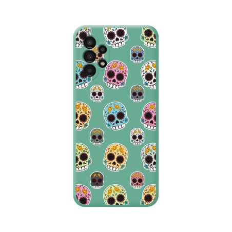 Funda Silicona Líquida Verde para Samsung Galaxy A13 4G diseño Catrina Dibujos