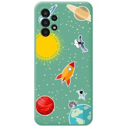 Funda Silicona Líquida Verde para Samsung Galaxy A13 4G diseño Espacio Dibujos