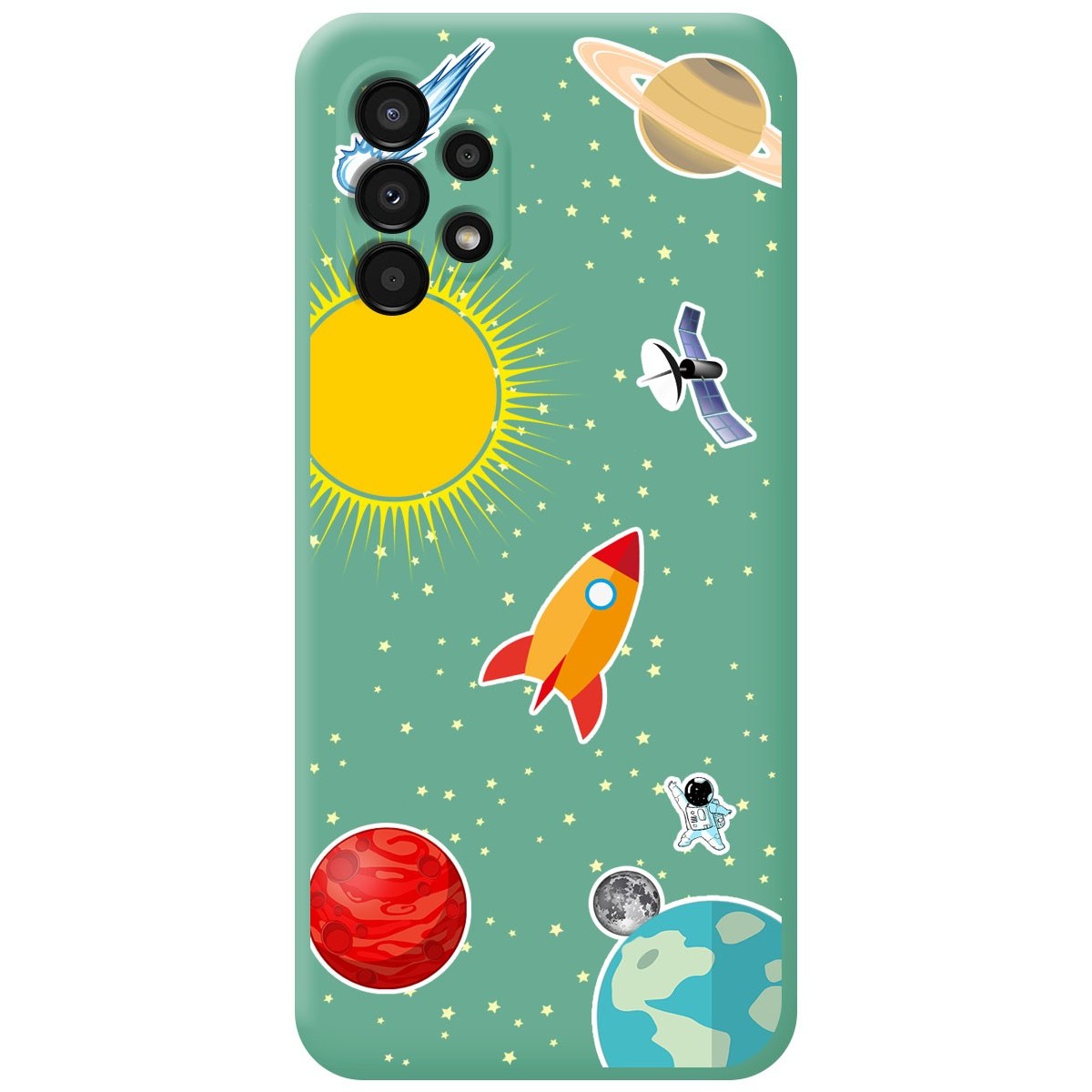 Funda Silicona Líquida Verde para Samsung Galaxy A13 4G diseño Espacio Dibujos