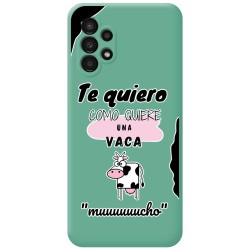 Funda Silicona Líquida Verde para Samsung Galaxy A13 4G diseño Vaca Dibujos