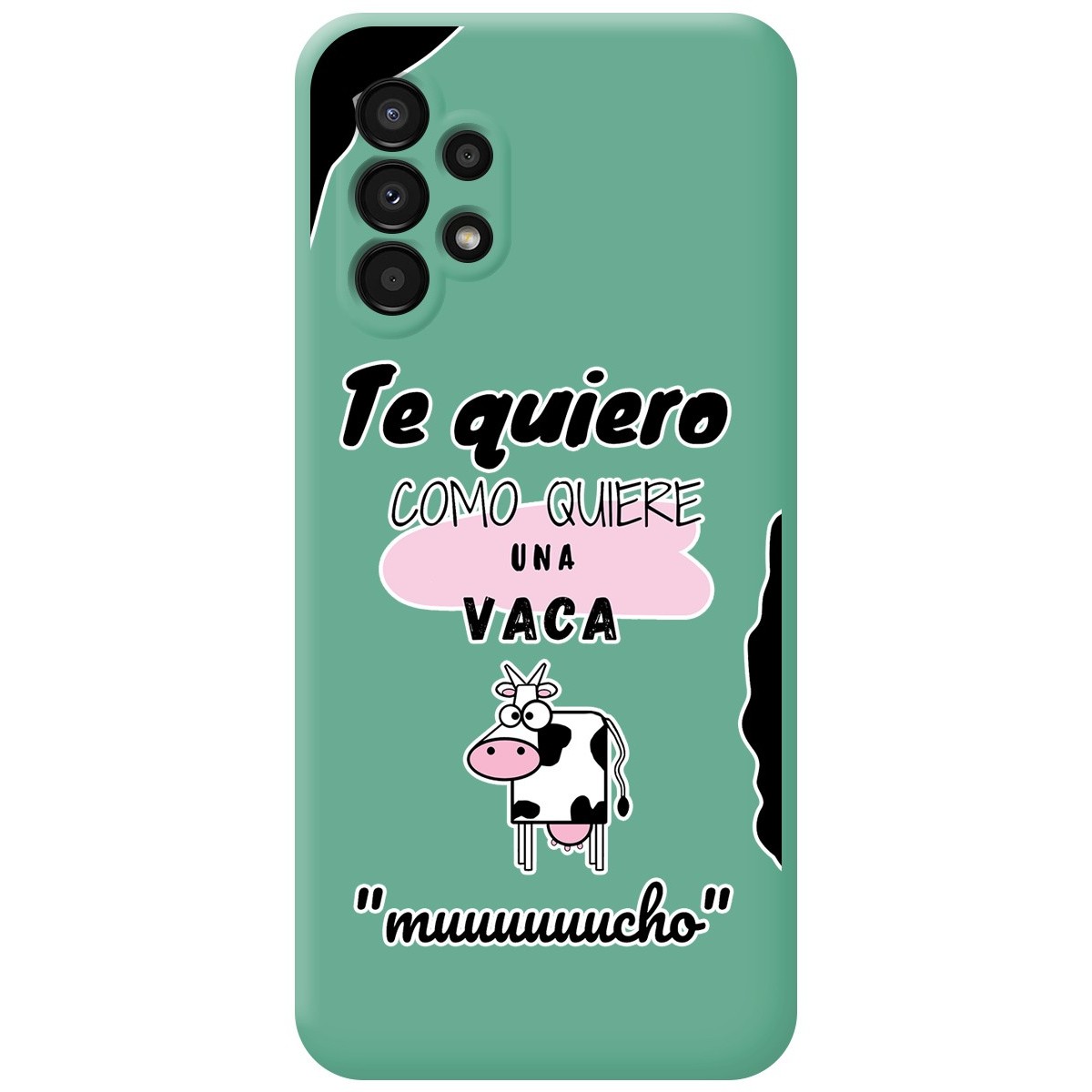 Funda Silicona Líquida Verde para Samsung Galaxy A13 4G diseño Vaca Dibujos