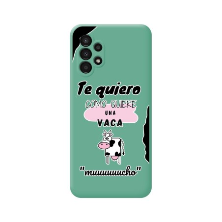Funda Silicona Líquida Verde para Samsung Galaxy A13 4G diseño Vaca Dibujos