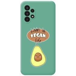 Funda Silicona Líquida Verde para Samsung Galaxy A13 4G diseño Vegan Life Dibujos