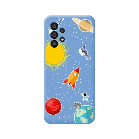 Funda Silicona Líquida Azul para Samsung Galaxy A53 5G diseño Espacio Dibujos