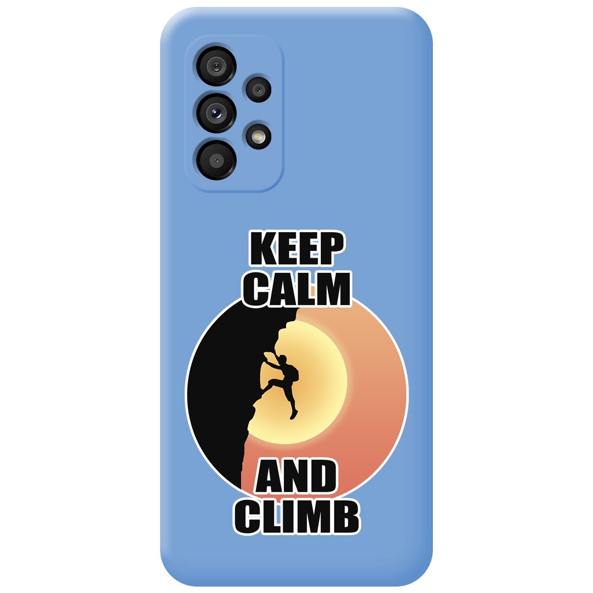 Funda Silicona Líquida Azul para Samsung Galaxy A53 5G diseño Hombre Escalada Dibujos