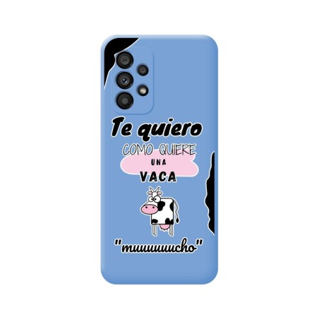 Funda Silicona Líquida Azul para Samsung Galaxy A53 5G diseño Vaca Dibujos