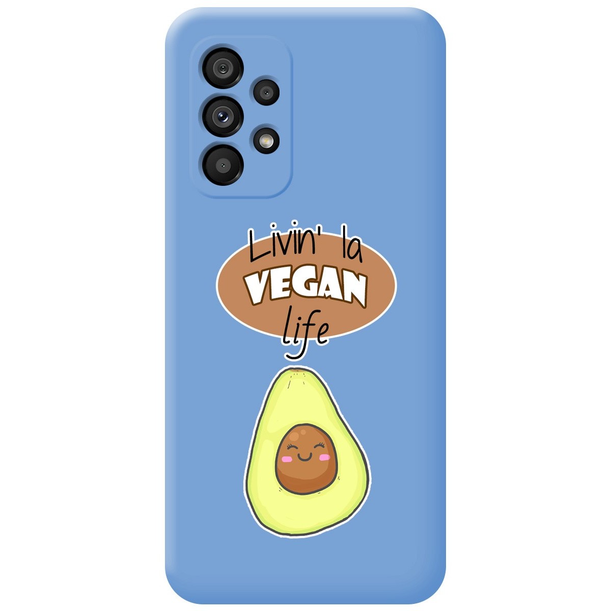 Funda Silicona Líquida Azul para Samsung Galaxy A53 5G diseño Vegan Life Dibujos