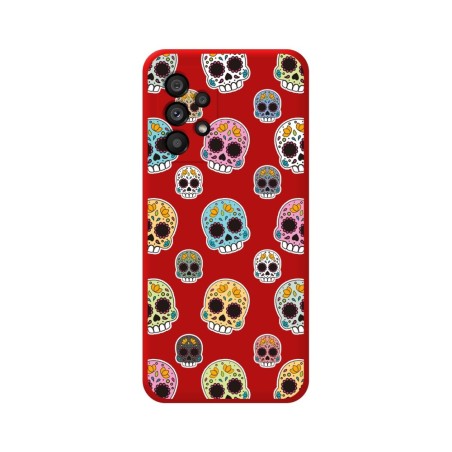 Funda Silicona Líquida Roja para Samsung Galaxy A53 5G diseño Catrina Dibujos