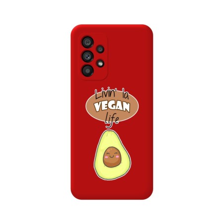 Funda Silicona Líquida Roja para Samsung Galaxy A53 5G diseño Vegan Life Dibujos