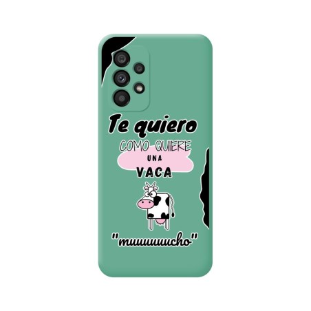 Funda Silicona Líquida Verde para Samsung Galaxy A53 5G diseño Vaca Dibujos
