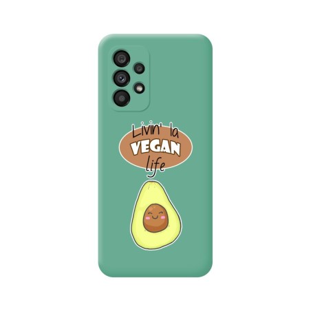 Funda Silicona Líquida Verde para Samsung Galaxy A53 5G diseño Vegan Life Dibujos