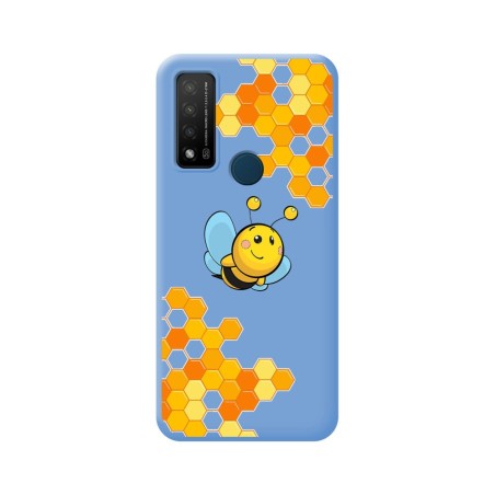 Funda Silicona Líquida Azul para TCL 20 R 5G diseño Abeja Dibujos