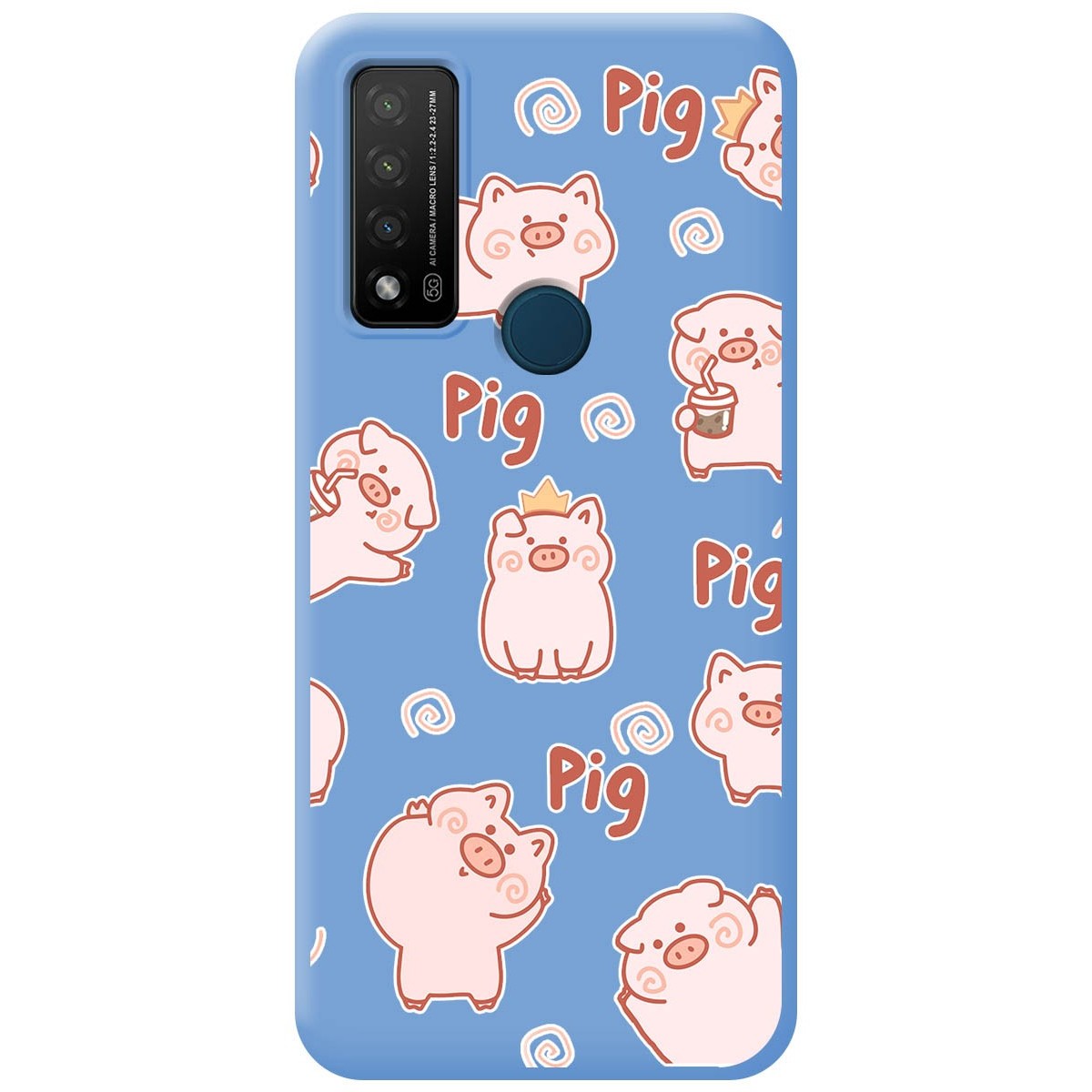 Funda Silicona Líquida Azul para TCL 20 R 5G diseño Cerdos Dibujos
