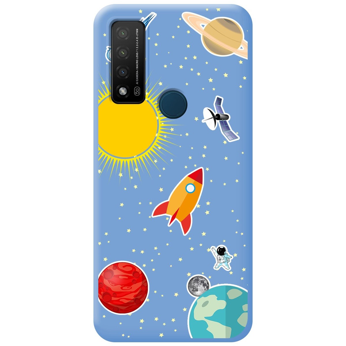 Funda Silicona Líquida Azul para TCL 20 R 5G diseño Espacio Dibujos