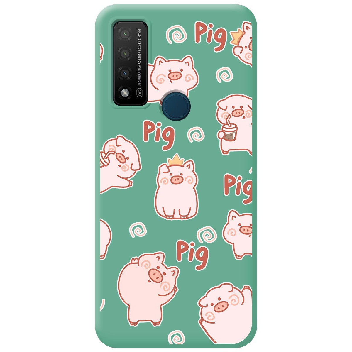 Funda Silicona Líquida Verde para TCL 20 R 5G diseño Cerdos Dibujos