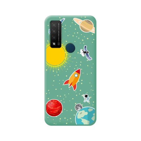Funda Silicona Líquida Verde para TCL 20 R 5G diseño Espacio Dibujos
