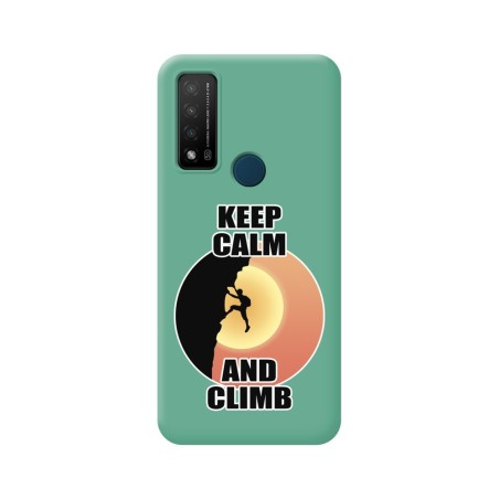 Funda Silicona Líquida Verde para TCL 20 R 5G diseño Hombre Escalada Dibujos