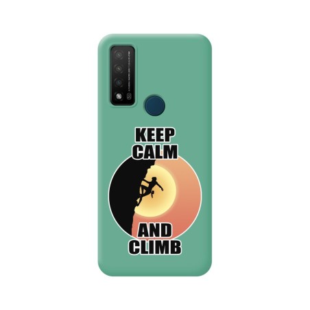 Funda Silicona Líquida Verde para TCL 20 R 5G diseño Mujer Escalada Dibujos