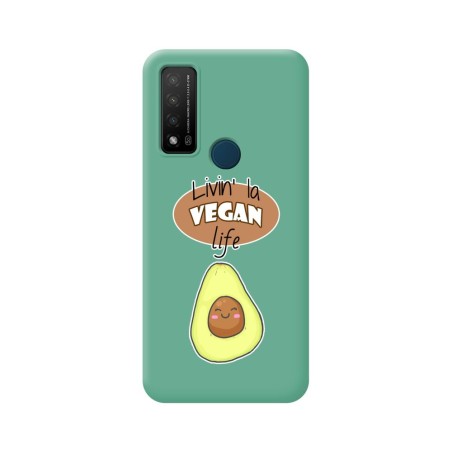 Funda Silicona Líquida Verde para TCL 20 R 5G diseño Vegan Life Dibujos