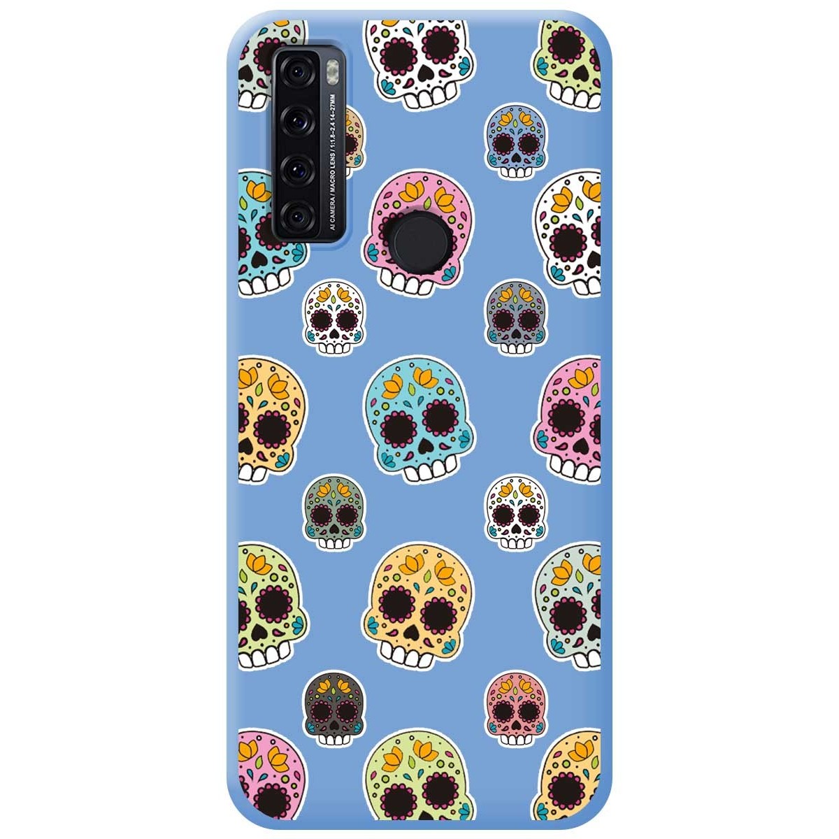 Funda Silicona Líquida Azul para TCL 20 SE diseño Catrina Dibujos