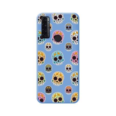 Funda Silicona Líquida Azul para TCL 20 SE diseño Catrina Dibujos