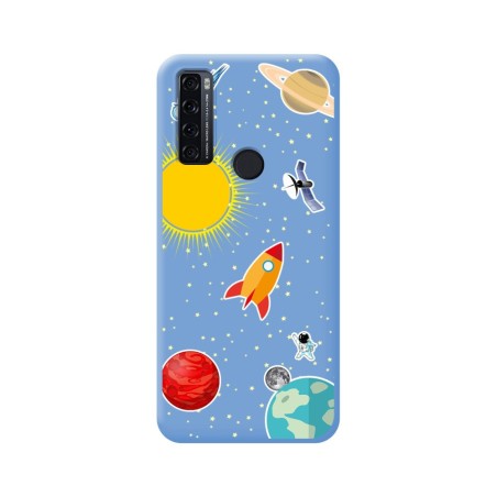 Funda Silicona Líquida Azul para TCL 20 SE diseño Espacio Dibujos