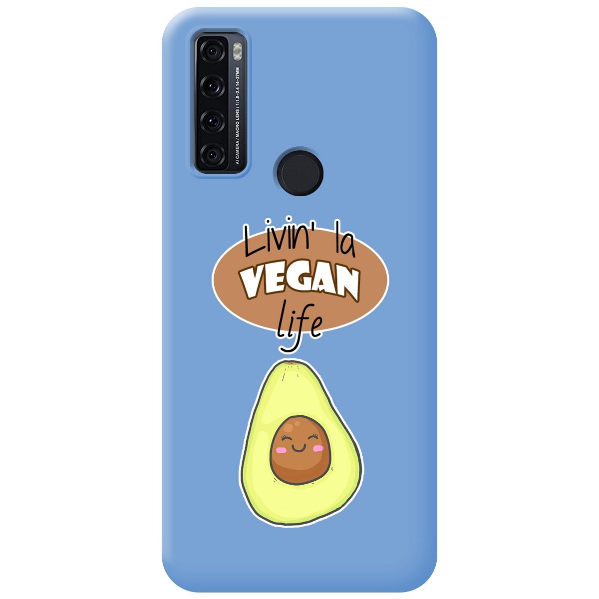 Funda Silicona Líquida Azul para TCL 20 SE diseño Vegan Life Dibujos