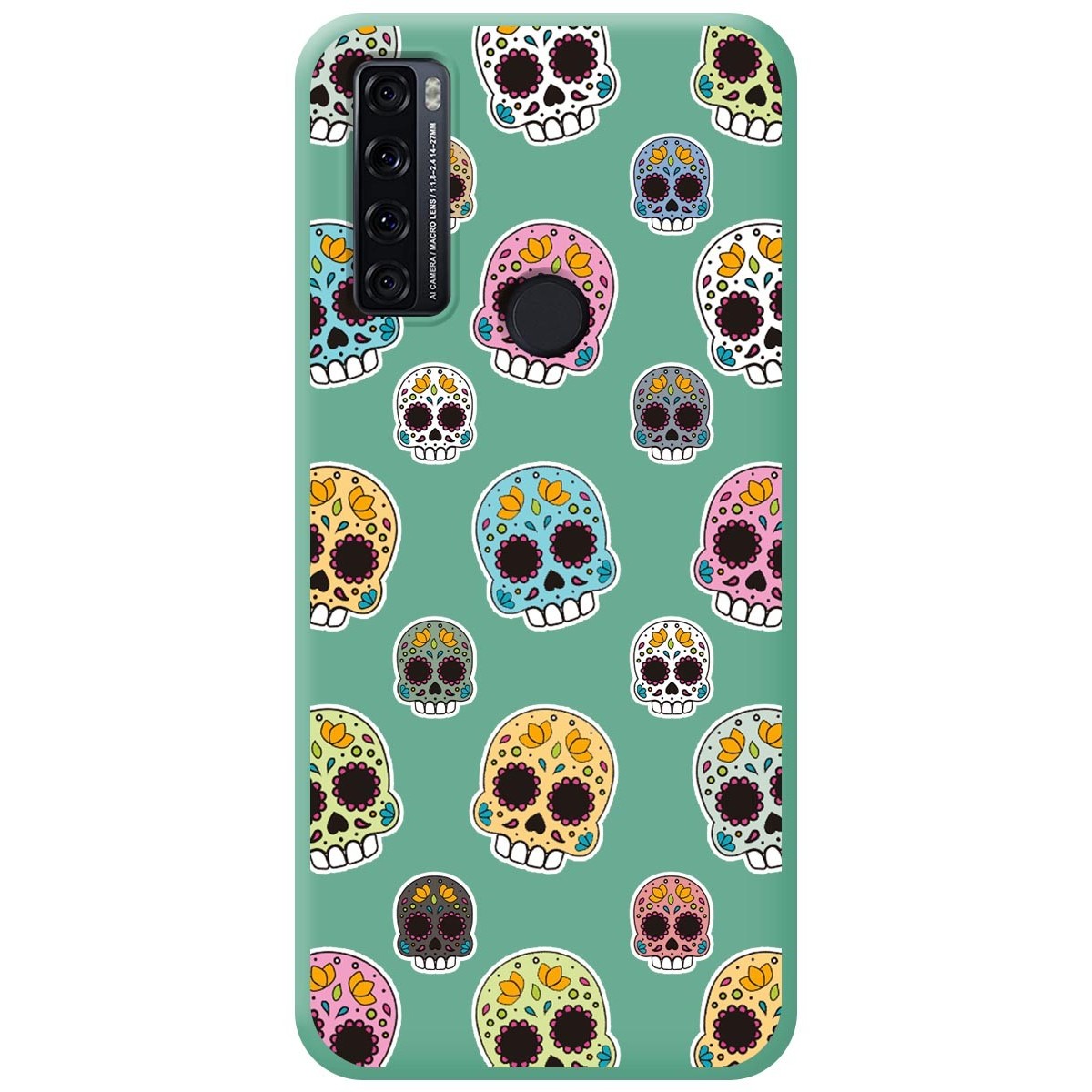 Funda Silicona Líquida Verde para TCL 20 SE diseño Catrina Dibujos