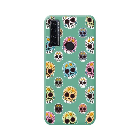 Funda Silicona Líquida Verde para TCL 20 SE diseño Catrina Dibujos