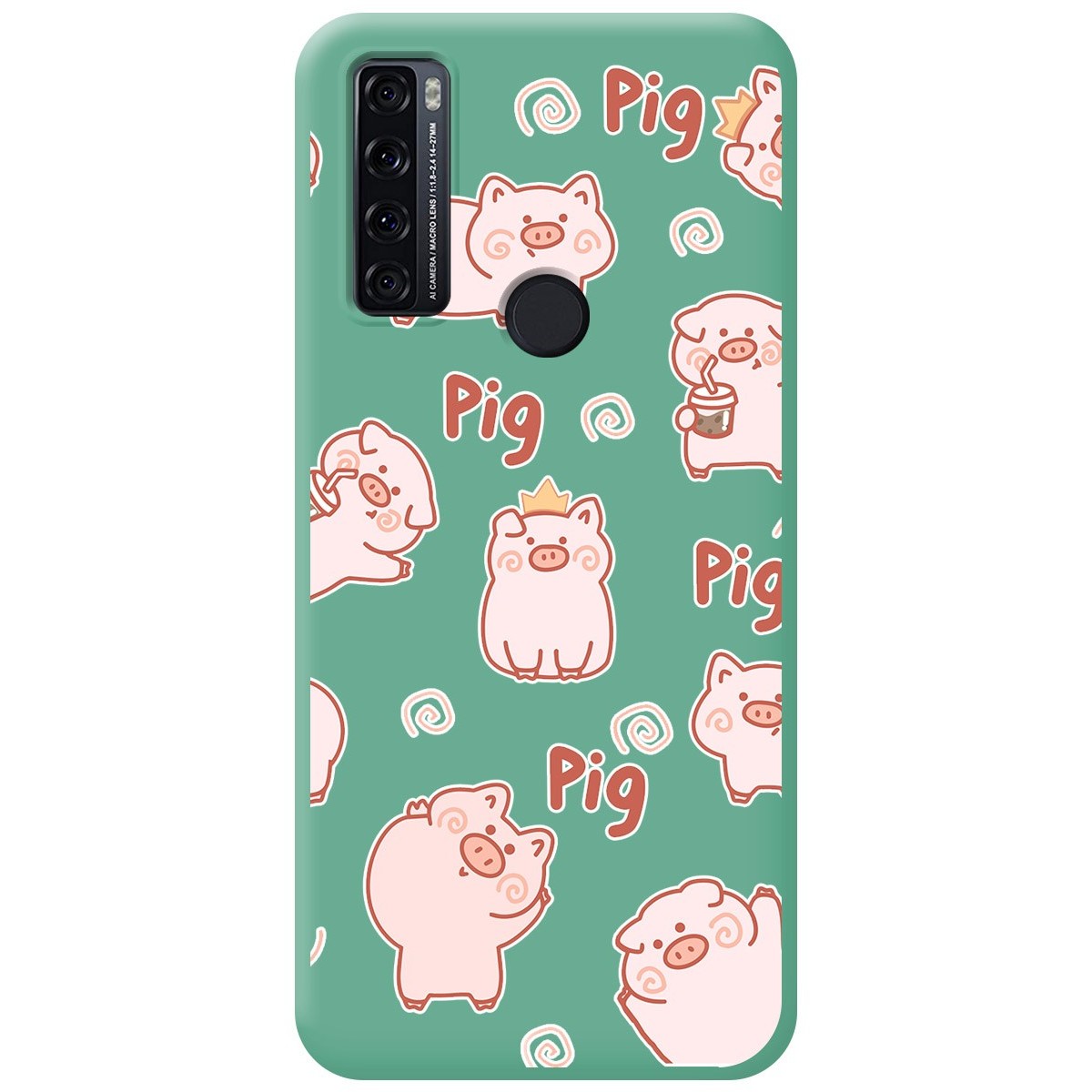Funda Silicona Líquida Verde para TCL 20 SE diseño Cerdos Dibujos