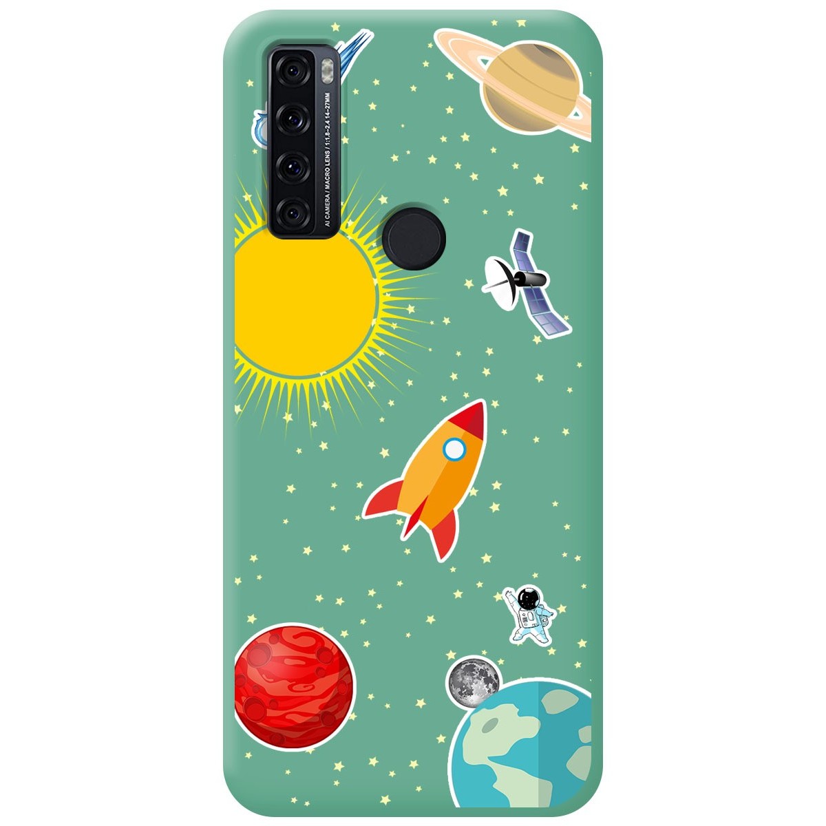 Funda Silicona Líquida Verde para TCL 20 SE diseño Espacio Dibujos