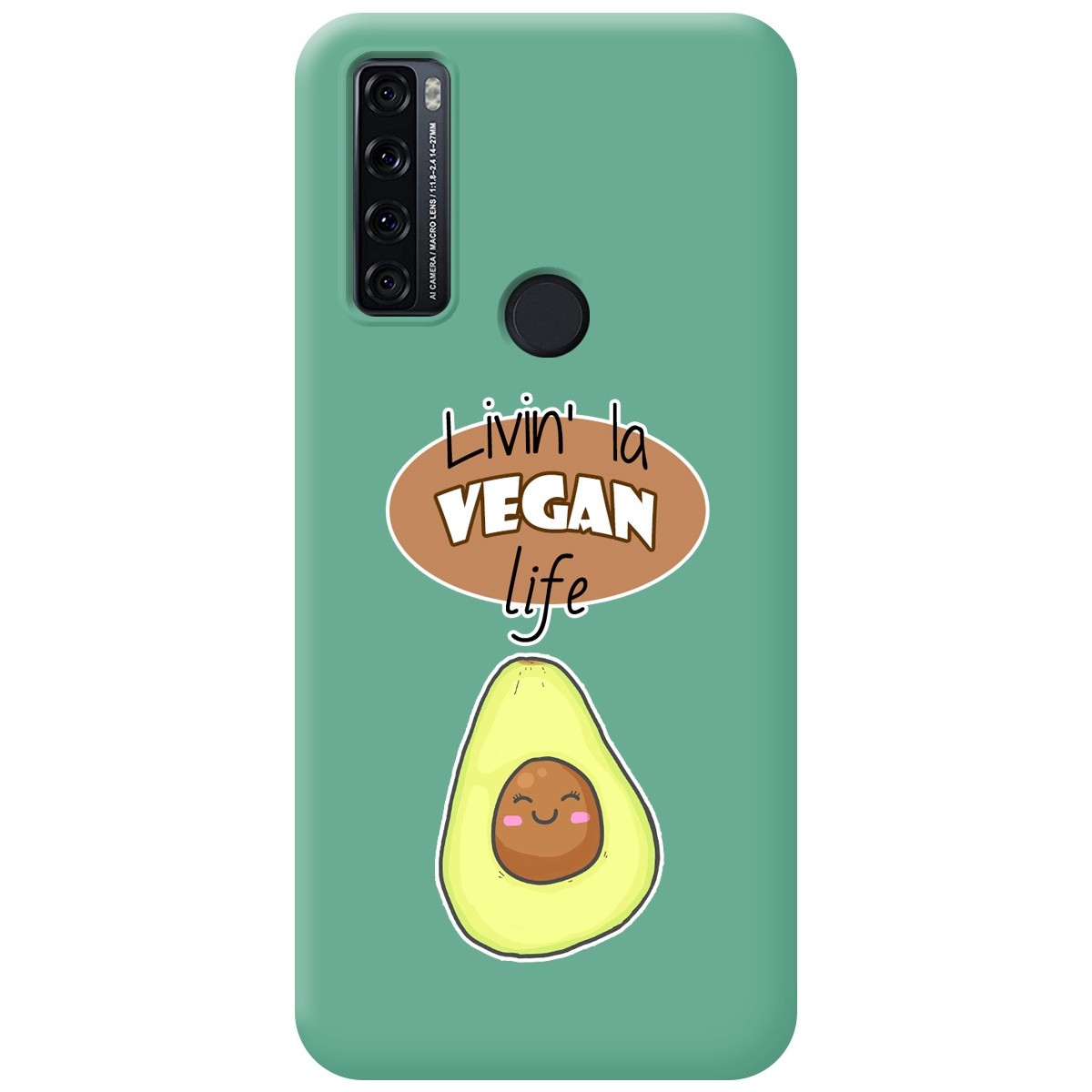 Funda Silicona Líquida Verde para TCL 20 SE diseño Vegan Life Dibujos