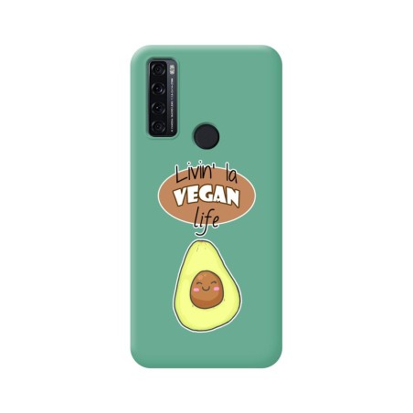 Funda Silicona Líquida Verde para TCL 20 SE diseño Vegan Life Dibujos