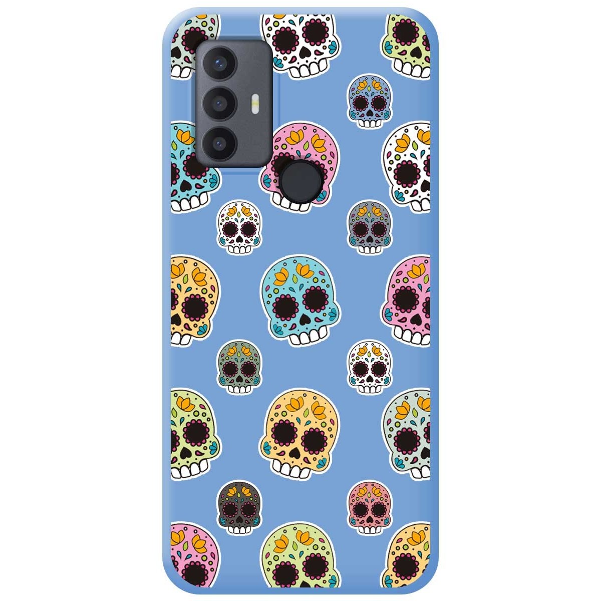 Funda Silicona Líquida Azul para TCL 30 SE / 30E / 306 diseño Catrina Dibujos