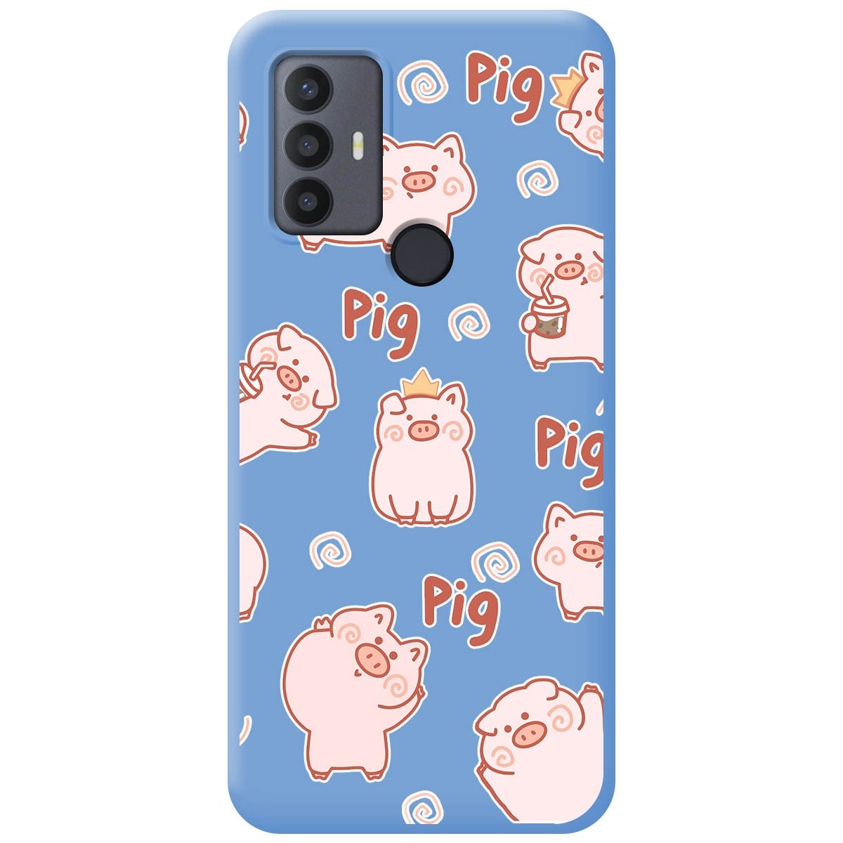 Funda Silicona Líquida Azul para TCL 30 SE / 30E / 306 diseño Cerdos Dibujos