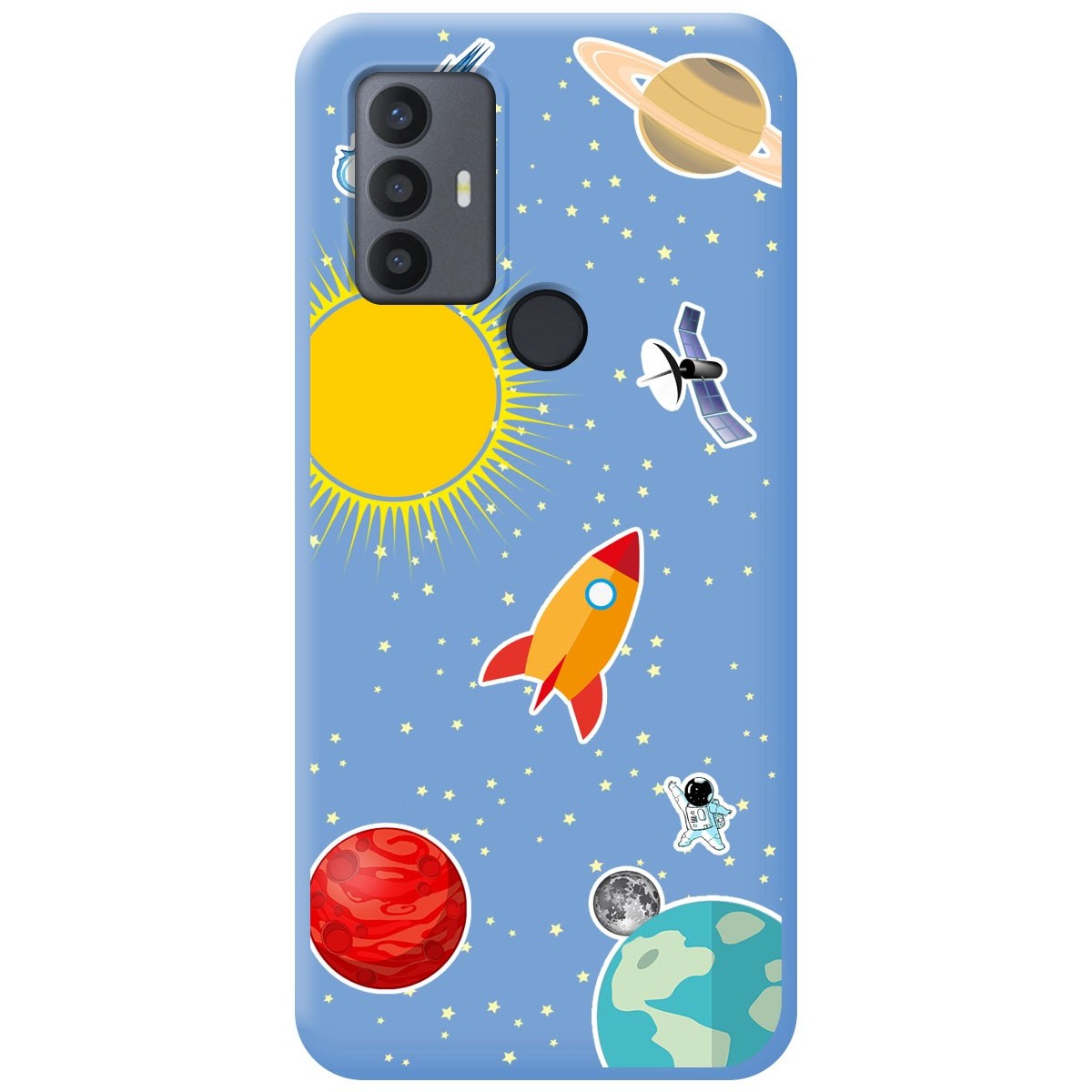 Funda Silicona Líquida Azul para TCL 30 SE / 30E / 306 diseño Espacio Dibujos