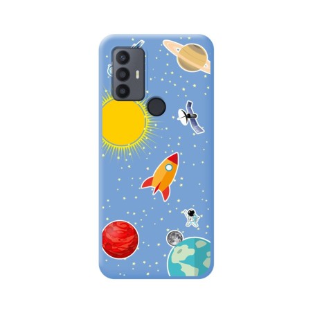 Funda Silicona Líquida Azul para TCL 30 SE / 30E / 306 diseño Espacio Dibujos
