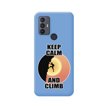 Funda Silicona Líquida Azul para TCL 30 SE / 30E / 306 diseño Hombre Escalada Dibujos