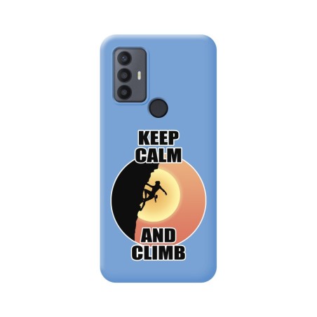 Funda Silicona Líquida Azul para TCL 30 SE / 30E / 306 diseño Mujer Escalada Dibujos