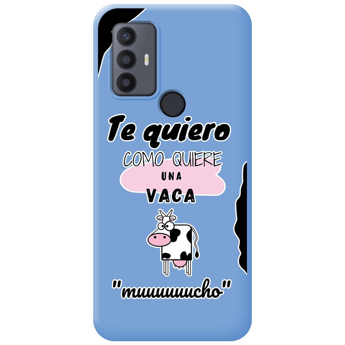 Funda Silicona Líquida Azul para TCL 30 SE / 30E / 306 diseño Vaca Dibujos