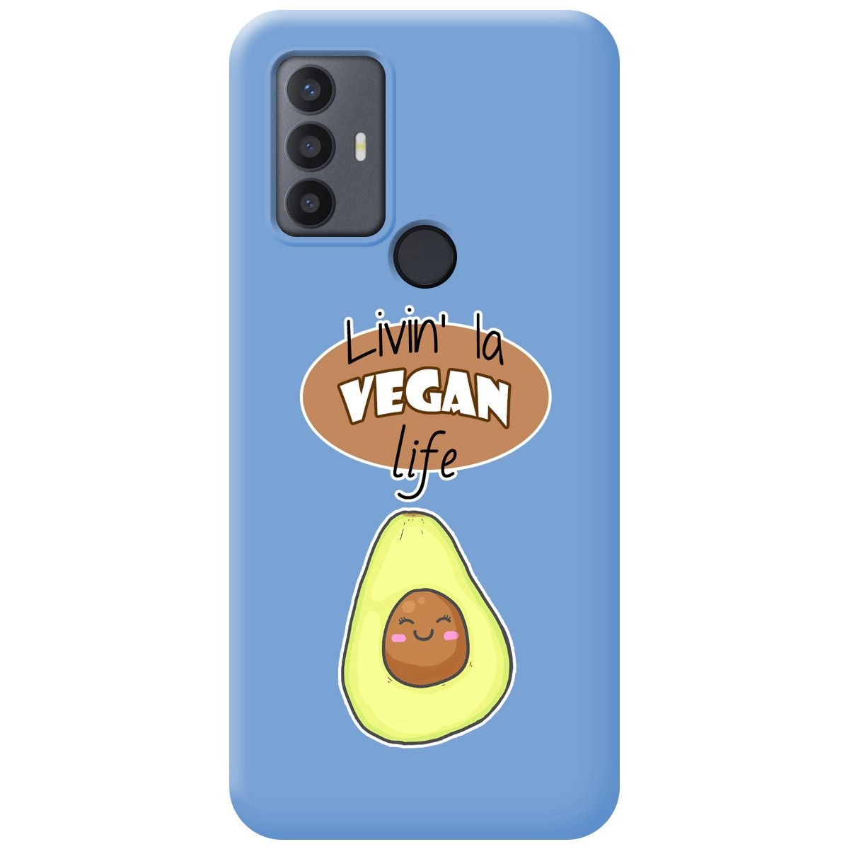 Funda Silicona Líquida Azul para TCL 30 SE / 30E / 306 diseño Vegan Life Dibujos